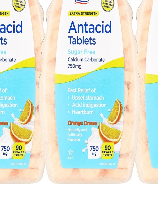Create and Bundle Extra Strength Sugar-Free Antacid Chewable Tablets, Orange Cream, 750 mg, 90 Count (Pack of 3) Total 270 Count - Image 2